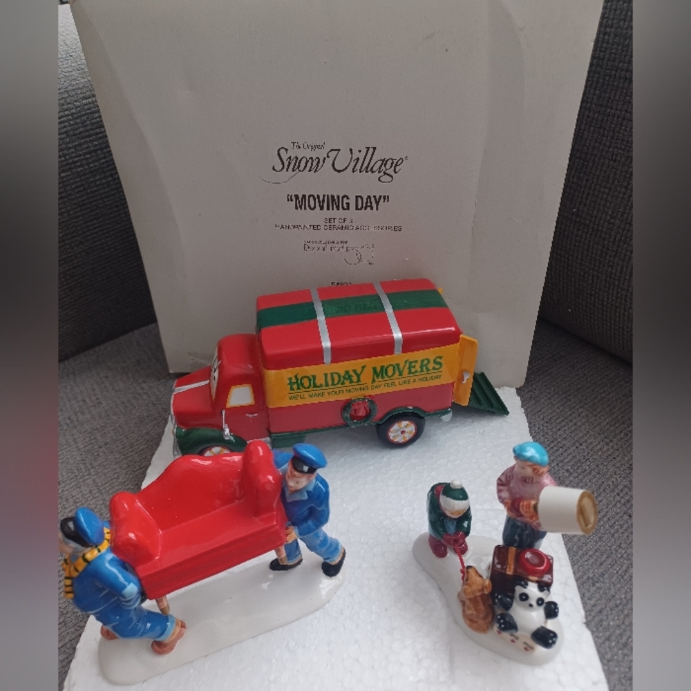 Dept 56 Moving Day The Original Snow Village Set of 3 Ceramic Accessories